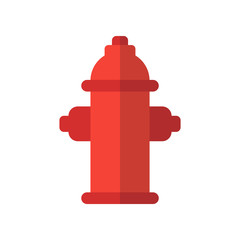Red fire hydrant  flat icon on isolated white transparent background.	