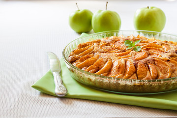 Apple pie with cinnamon and ground almonds