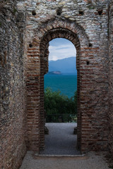 Ruins of a Roman villa. Grottoes of Catullus in Sirmione (Italy, Garda lake)