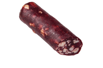Salami sausage isolated on white background