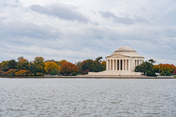 Jefferson Memorial with fall leaves