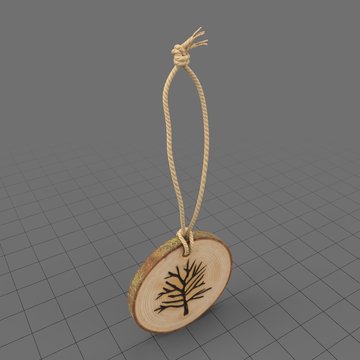 Wood holiday ornament with tree 2