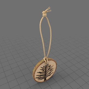 Wood holiday ornament with tree 3