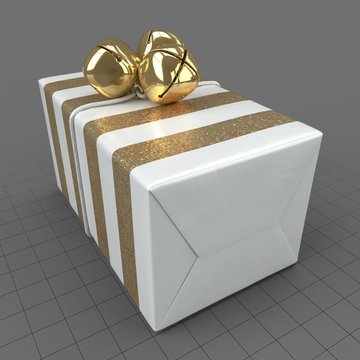 Wrapped Christmas gift with bells
