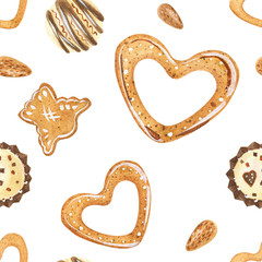 Sweet pattern with chocolates and cookies