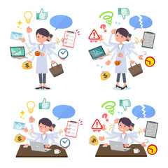 flat type White coat women_mulch task Office