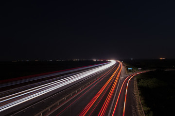 Light trails on the highway