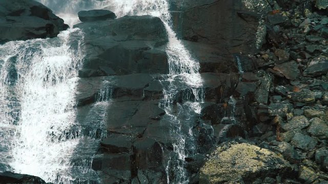 Slow motion footage of Skok waterfall in the Mlynicka dolina in High Tatra mountains, Slovak Republic