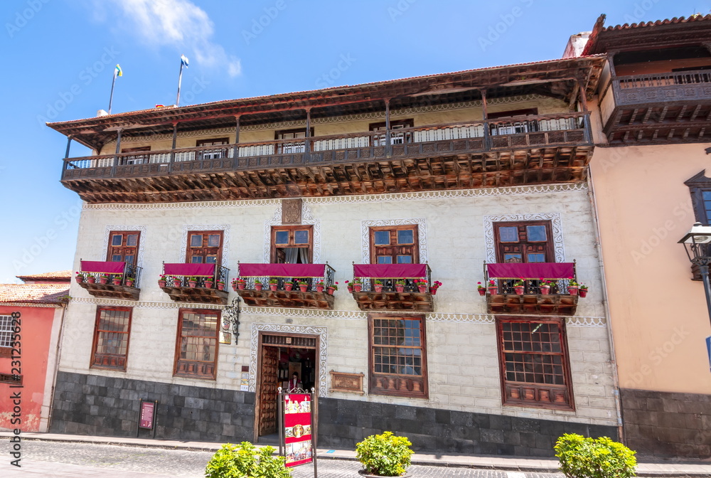 Wall mural House of the Balconies (La Casa de los Balcones), La Orotava, Tenerife, Canary islands, Spain