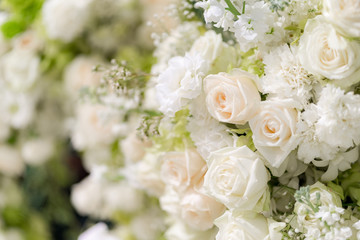Mixed wedding white roses flower,  Floral background