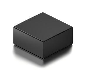 Black horizontal blank box from isometric angle. 3D illustration isolated on white background.