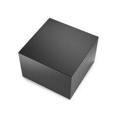 Black horizontal blank box from front top side far angle. 3D illustration isolated on white background.