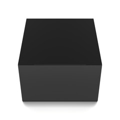 Black horizontal blank box from front top angle. 3D illustration isolated on white background.