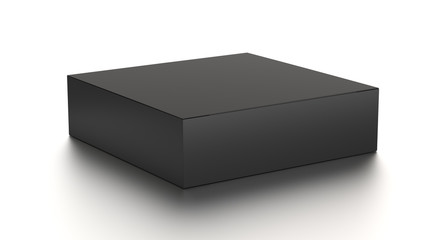 Black horizontal blank box from front side far angle. 3D illustration isolated on white background.