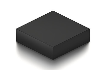 Black horizontal blank box from isometric angle. 3D illustration isolated on white background.