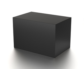 Black horizontal blank box from front top side angle. 3D illustration isolated on white background.