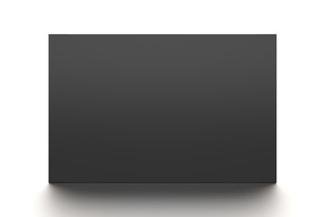 Black horizontal blank box from front angle. 3D illustration isolated on white background.