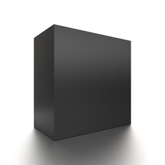 Black horizontal blank box from front side angle. 3D illustration isolated on white background.