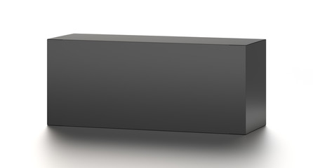 Black horizontal blank box from front top far angle. 3D illustration isolated on white background.