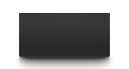 Black horizontal blank box from front angle. 3D illustration isolated on white background.