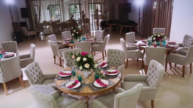 general interior plan of the restaurant with a flower decor