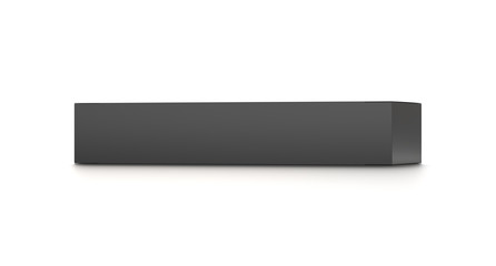 Black long horizontal thin blank box from front far angle. 3D illustration isolated on white background.