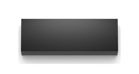 Black long horizontal thin blank box from top far angle. 3D illustration isolated on white background.