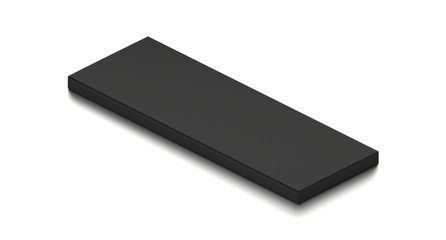 Black horizontal blank box from isometric angle. 3D illustration isolated on white background.