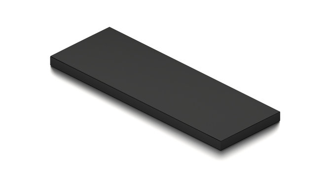 Black horizontal blank box from isometric angle. 3D illustration isolated on white background.