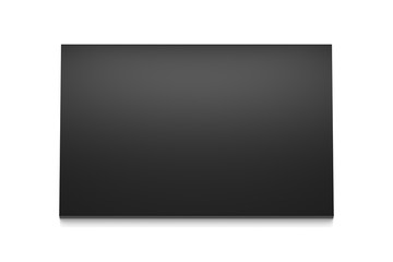 Obraz premium Black horizontal thin blank box from top far angle. 3D illustration isolated on white background.
