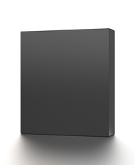 Black vertical blank box from front far angle. 3D illustration isolated on white background.
