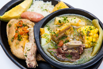 Traditional Colombian soup from the region of Santander called puchero