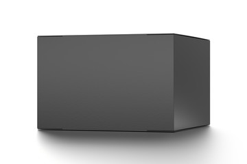 Black horizontal blank box from front far angle. 3D illustration isolated on white background.