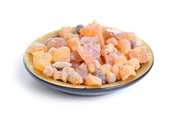 Frankincense olibanum resin. Isolated on white background