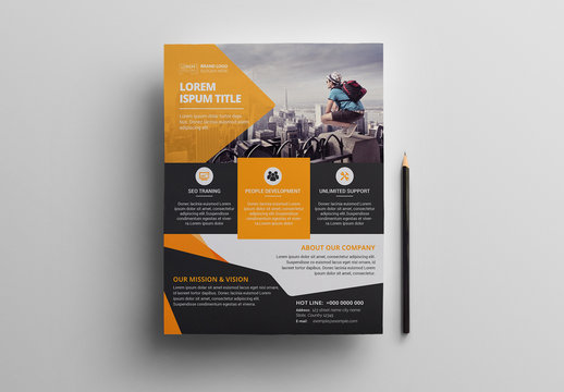 Business Flyer With Orange and Black Accents
