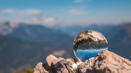 Crystal ball alpine landscape shot at the Kathrin summit - Bad Ischl - Salzburg - Austria