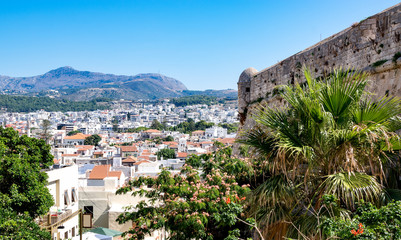 View of Rethymno from walls of Fortezza of Rethymno, Crete island, Greece