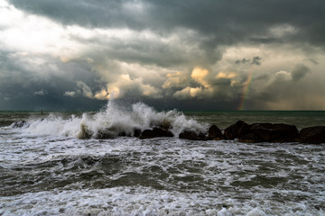 sea and black sky