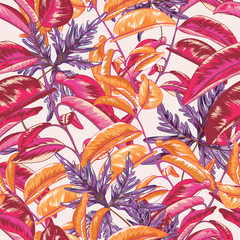 Tropical Leaf Seamless Vector Pattern