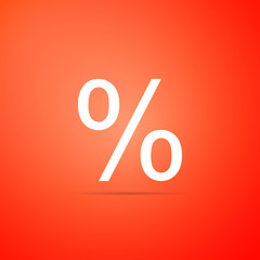 Percent symbol discount icon isolated on orange background. Sale percentage - price label, tag. Flat design. Vector Illustration