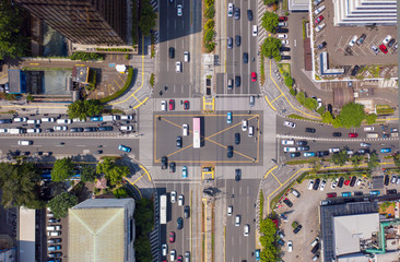 Vehicle on crossroads in Jakarta city