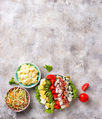 Set of traditional American salads. 