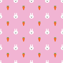 Seamless pattern with rabbits and carrots