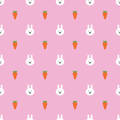 Seamless pattern with rabbits and carrots