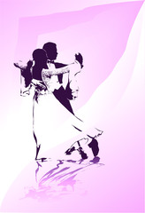 High detailed contours valtz dancers