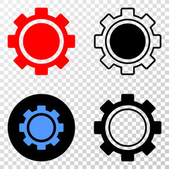 Gear EPS vector pictograph with contour, black and colored versions. Illustration style is flat iconic symbol on chess transparent background.