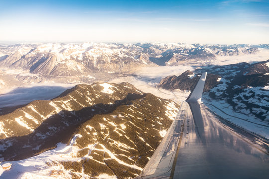 Flight over the mountains