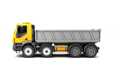 Left side view of the tipper isolated on white background. 3d illustration.