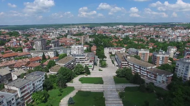 Pleven, Bulgaria, Aerial Panoramic View Above The Town