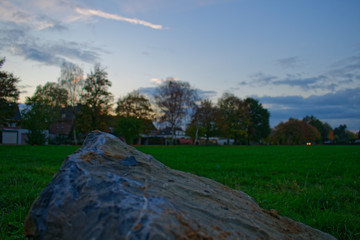 A big stone at sunset